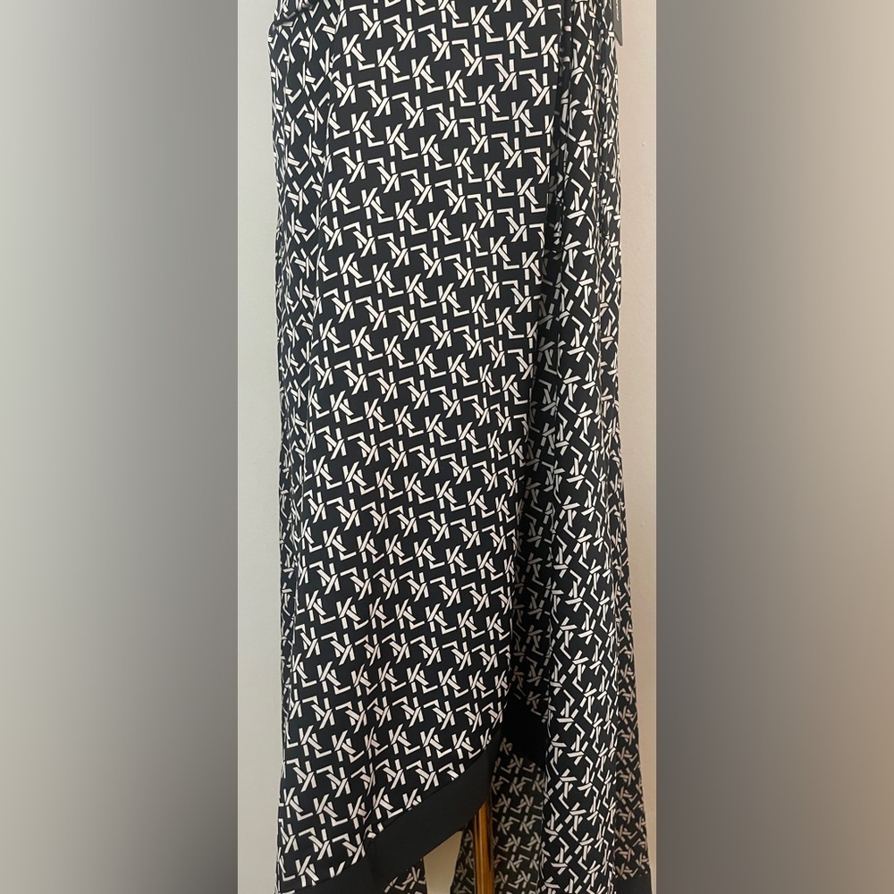 KARL LAGERFELD Paris Women's Black White Sleeveless High-Low Maxi Dress Size 4 - Picture 8 of 15